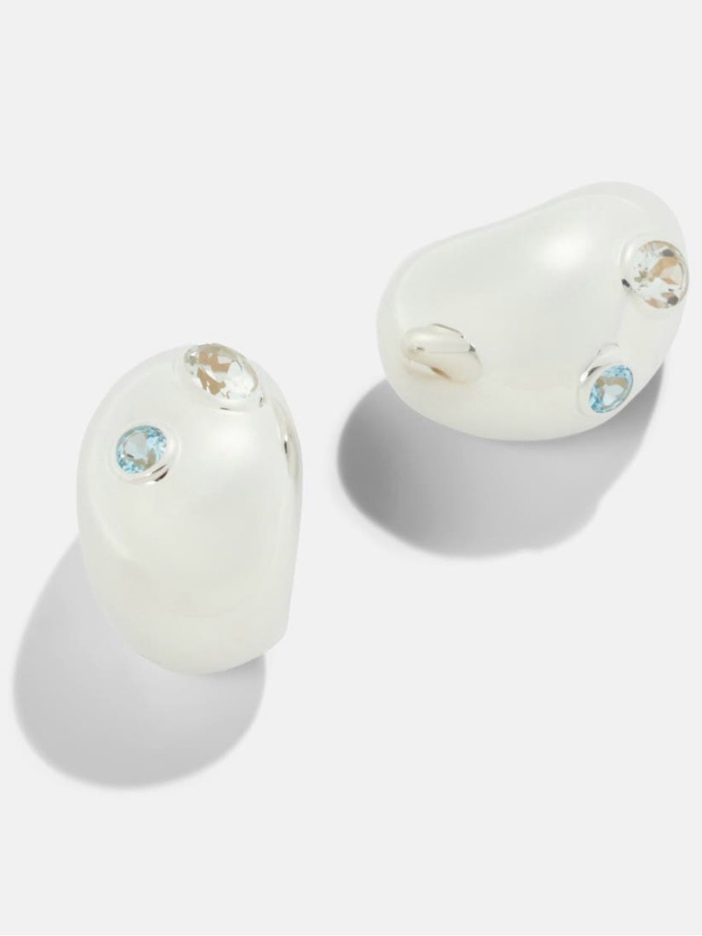 Lizzie Fortunato Mini Arp Silver-Tone Bean Chunky Stud Earrings Clear Stones